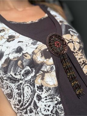 Vintage Y2K Apriori Beaded Medallion Layered Tank Top - Earthcore Grunge